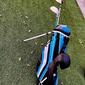 Blue and Black Stand Golf Bag with Clubs